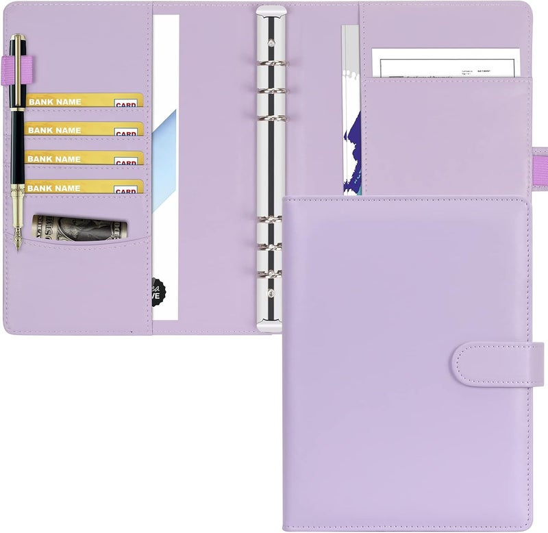 Toplive A5 Binder 6 Ring Personal Organizer Planner Binder Cover Makaron Purple Portfolio Folder for Women with Macaron Colors,6 Ring A5 Binder - Image 1